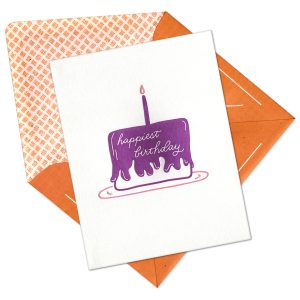 Happiest Birthday Cake Letterpress Greeting Card with Envelope