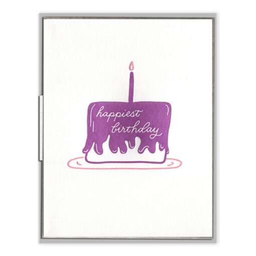 Happiest Birthday Cake Letterpress Greeting Card