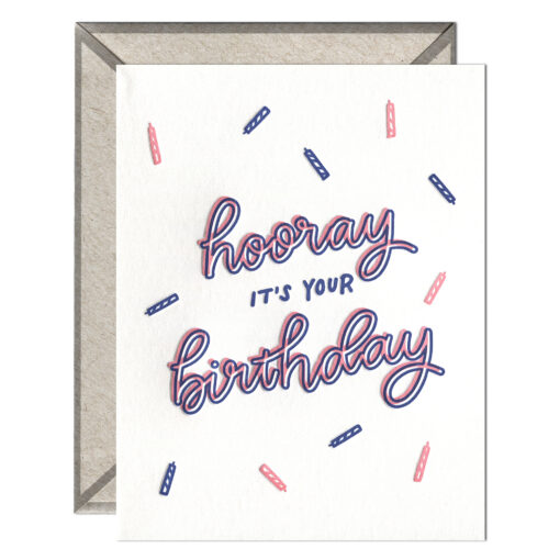 Birthday Hooray Letterpress Greeting Card with Envelope