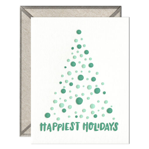 Happiest Holidays Tree Letterpress Greeting Card with Envelope