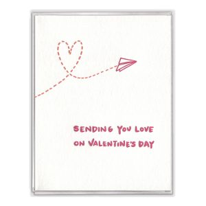 Paper Airplane Valentine Letterpress Greeting Card Boxed Set of Six