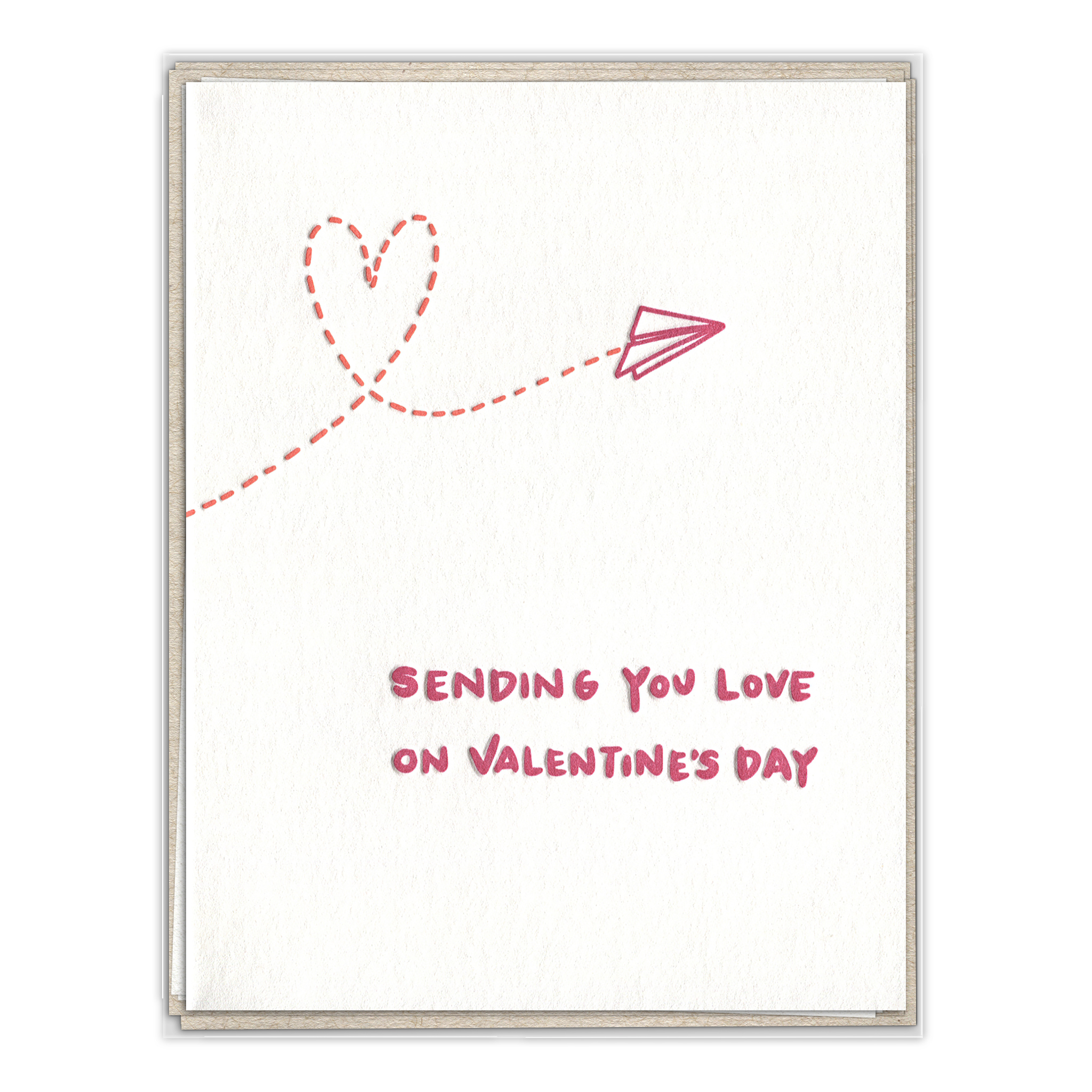 Paper Airplane Valentine Letterpress Greeting Card Boxed Set of Six