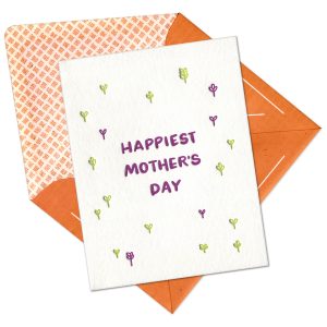 Happiest Mother's Day Letterpress Greeting Card with Envelope