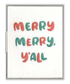 Merry Merry Y'all Letterpress Greeting Card with Envelope