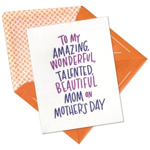 Amazing Wonderful Mom Letterpress Greeting Card with Envelope