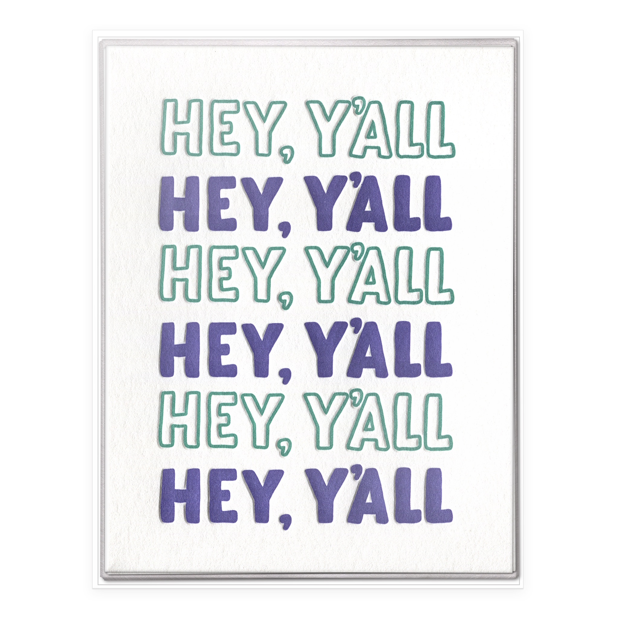Hey, Y'all Repeat Letterpress Greeting Card Boxed Set of Six