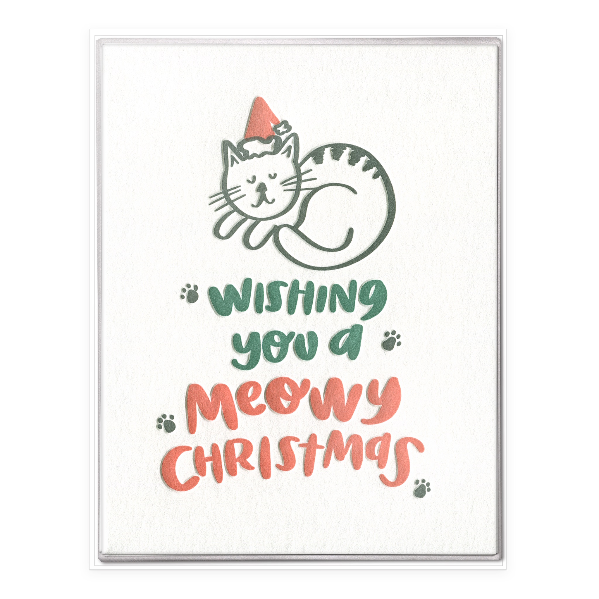 Meowy Christmas Letterpress Greeting Card Boxed Set of Six