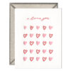 I Love You Hearts Letterpress Greeting Card with Envelope