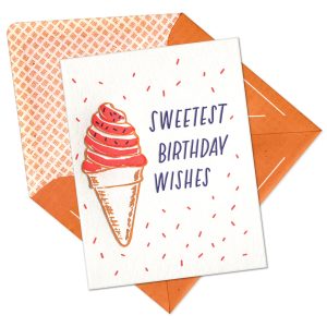 Sweetest Birthday Wishes Letterpress Greeting Card with Envelope