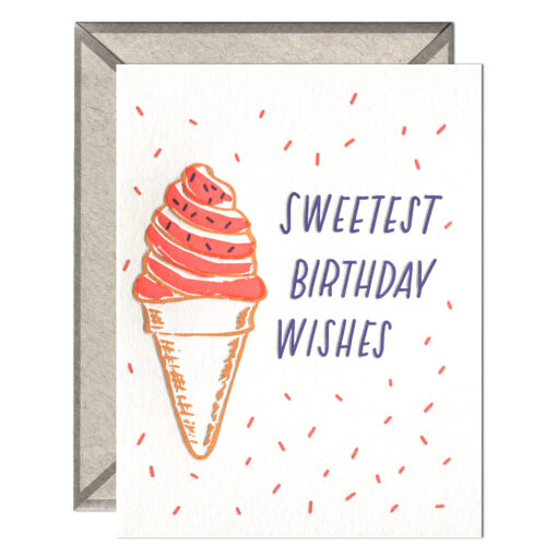 Sweetest Birthday Wishes Letterpress Greeting Card with Envelope