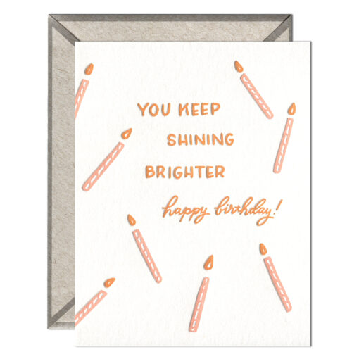 Shining Brighter Birthday Letterpress Greeting Card with Envelope