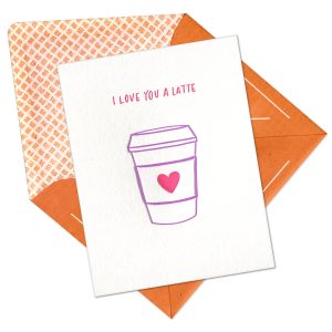 I Love You a Latte Letterpress Greeting Card with Envelope