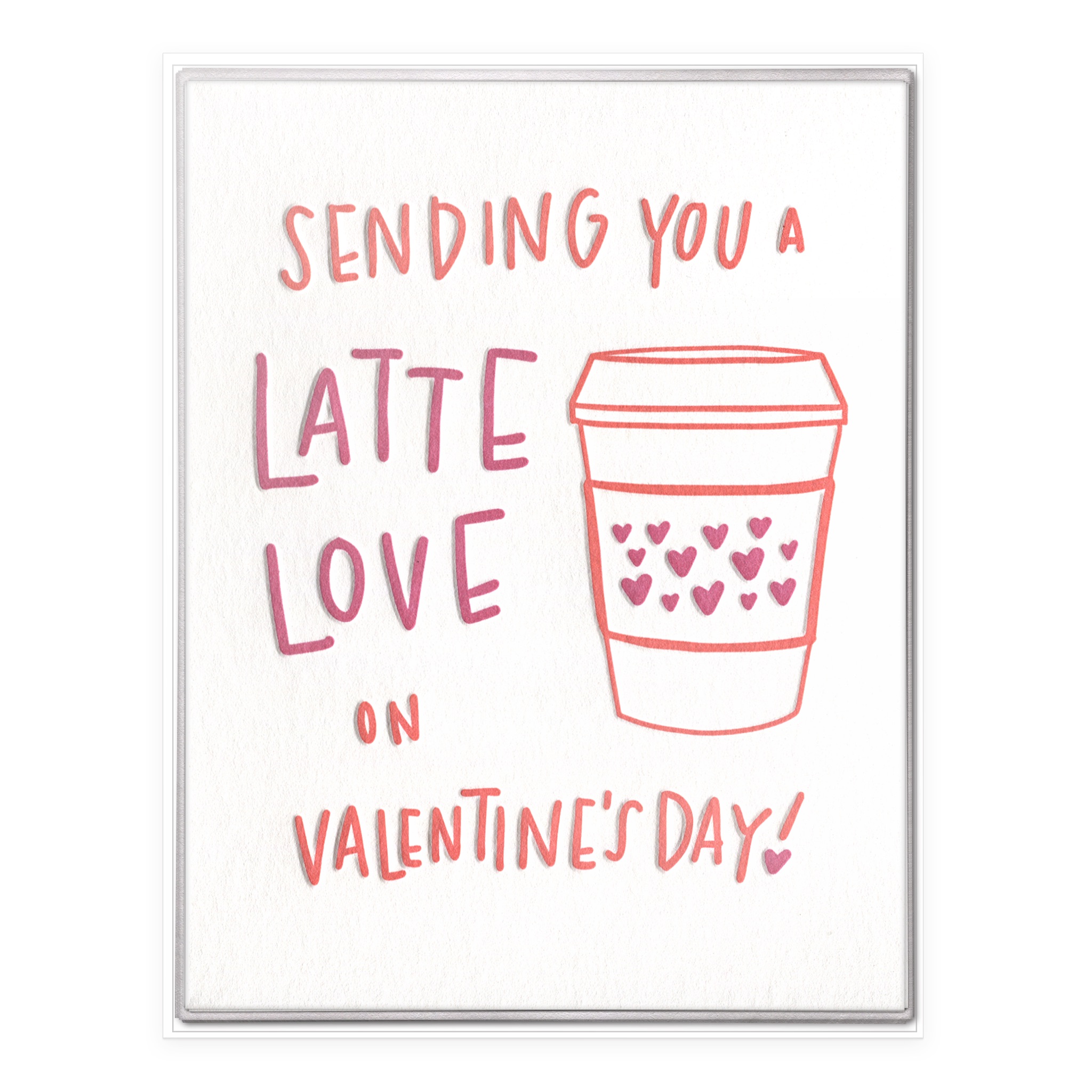 Latte Valentine Letterpress Greeting Card Boxed Set of Six
