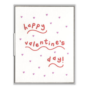 Valentines Day Squiggle Letterpress Greeting Card with Envelope