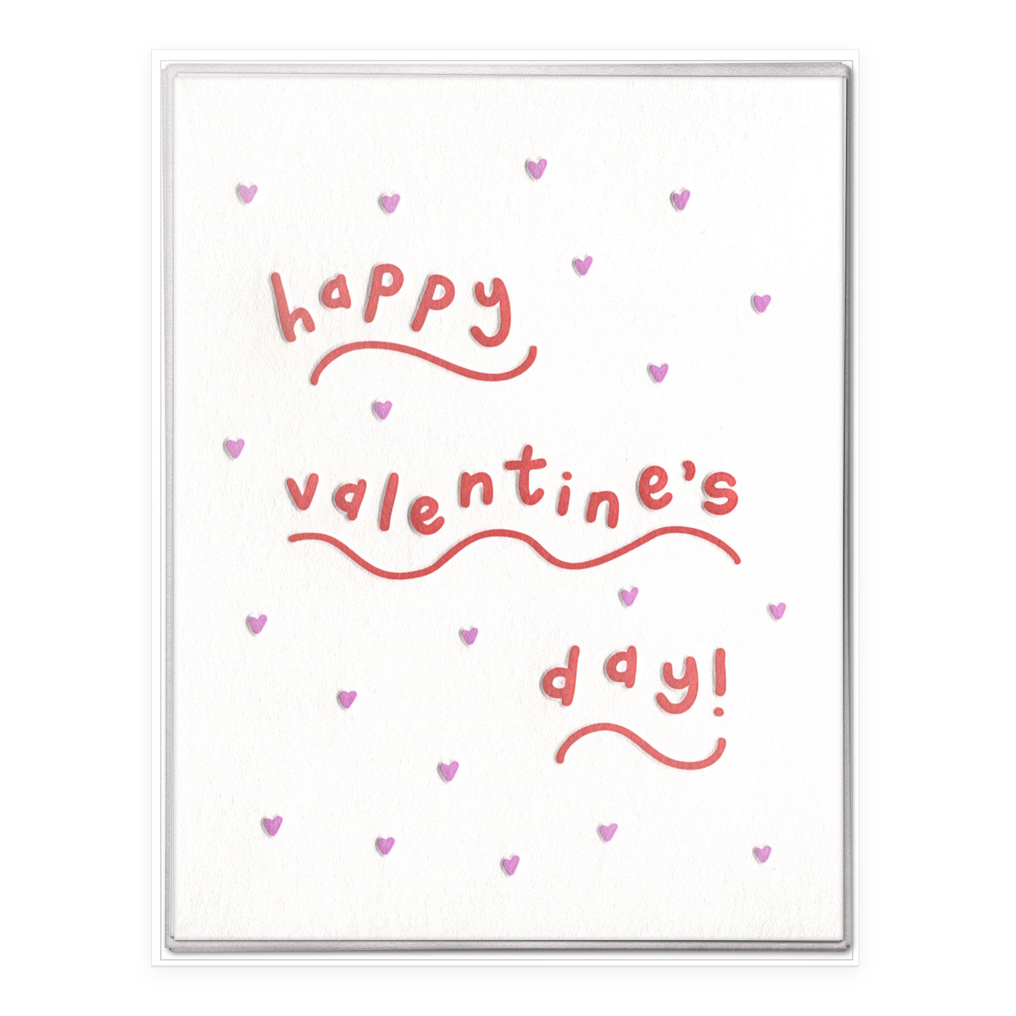 Valentines Day Squiggle Letterpress Greeting Card Boxed Set of Six