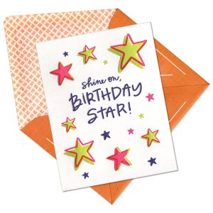Birthday Star Letterpress Greeting Card with Envelope