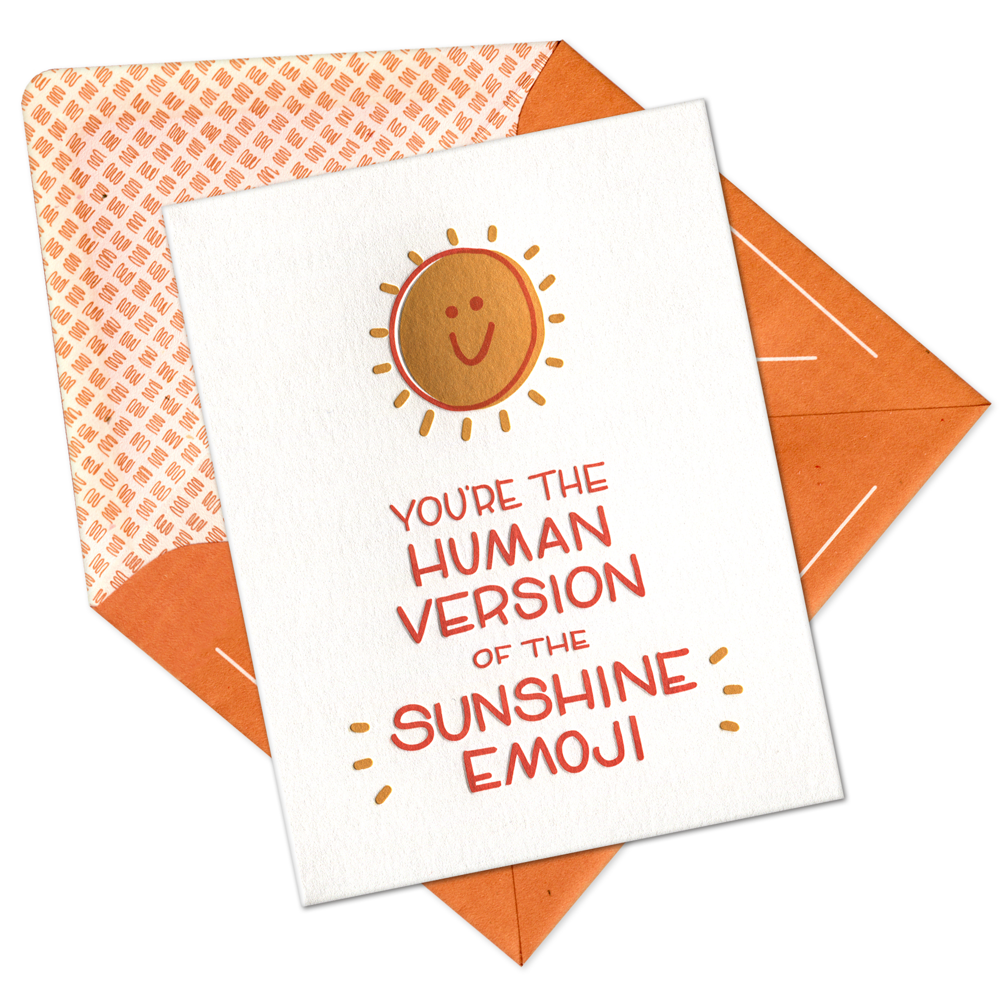 Sunshine Emoji Letterpress Greeting Card with Envelope