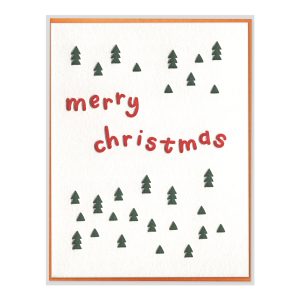 Modern Merry Christmas Letterpress Greeting Card with Envelope
