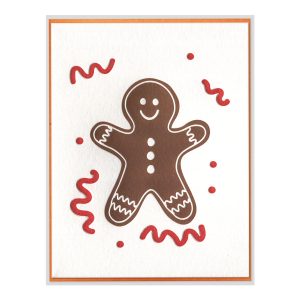 Gingerbread Friend Letterpress Greeting Card with Envelope