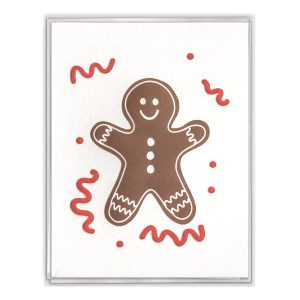 Gingerbread Friend Letterpress Greeting Card Boxed Set of Six