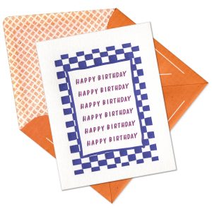 Birthday Checkerboard Letterpress Greeting Card with Envelope