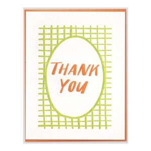 Thank You Grid Letterpress Greeting Card with Envelope