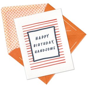 Handsome Birthday Stripes Letterpress Greeting Card with Envelope