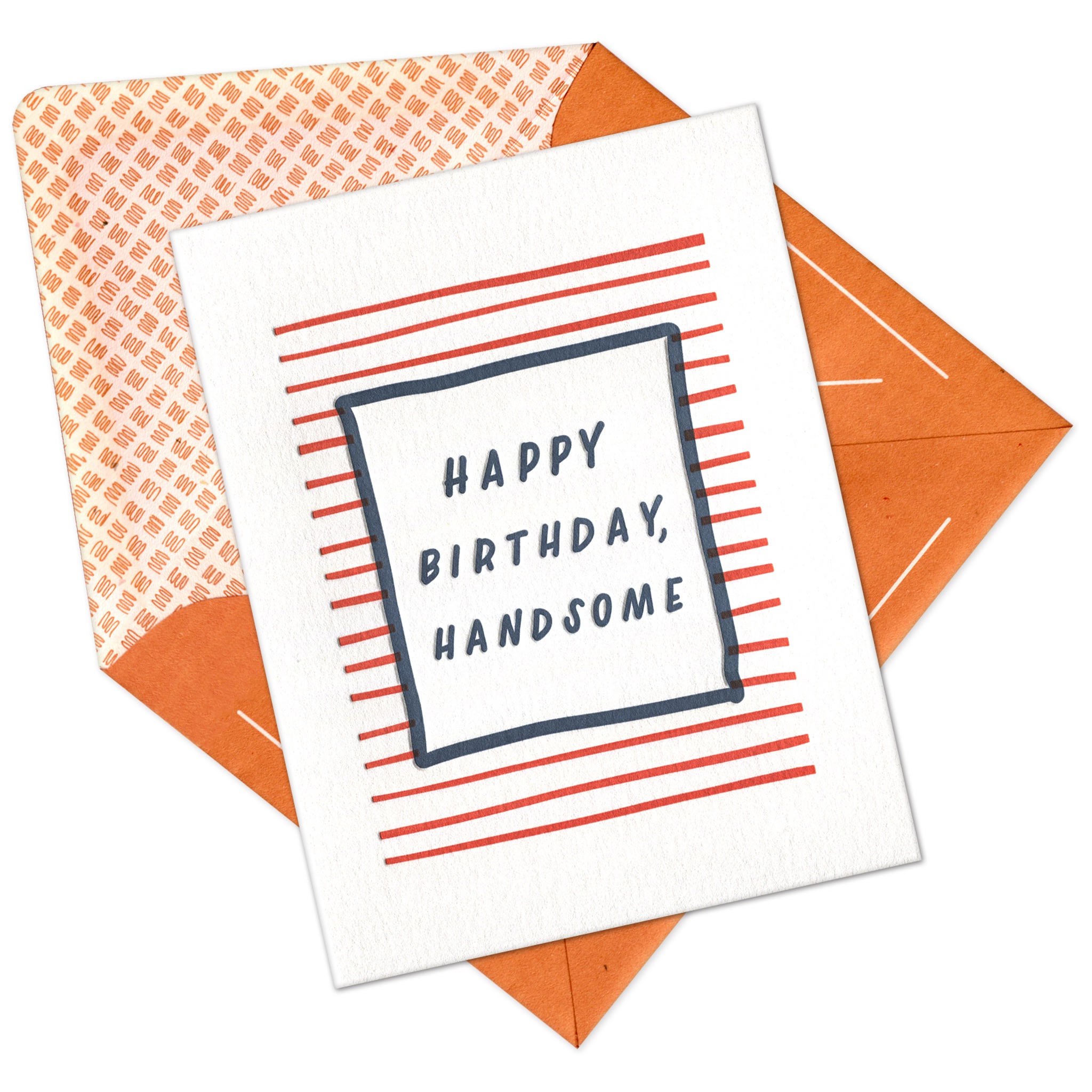 Handsome Birthday Stripes Letterpress Greeting Card with Envelope