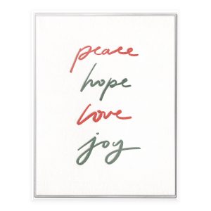 Peace, Hope, Love, Joy Letterpress Greeting Card Boxed Set of Six