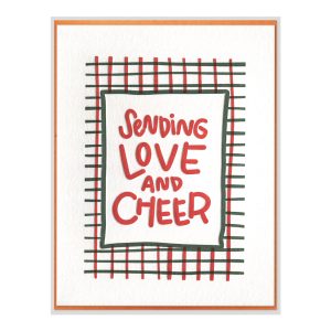 Love and Cheer Plaid Letterpress Greeting Card with Envelope