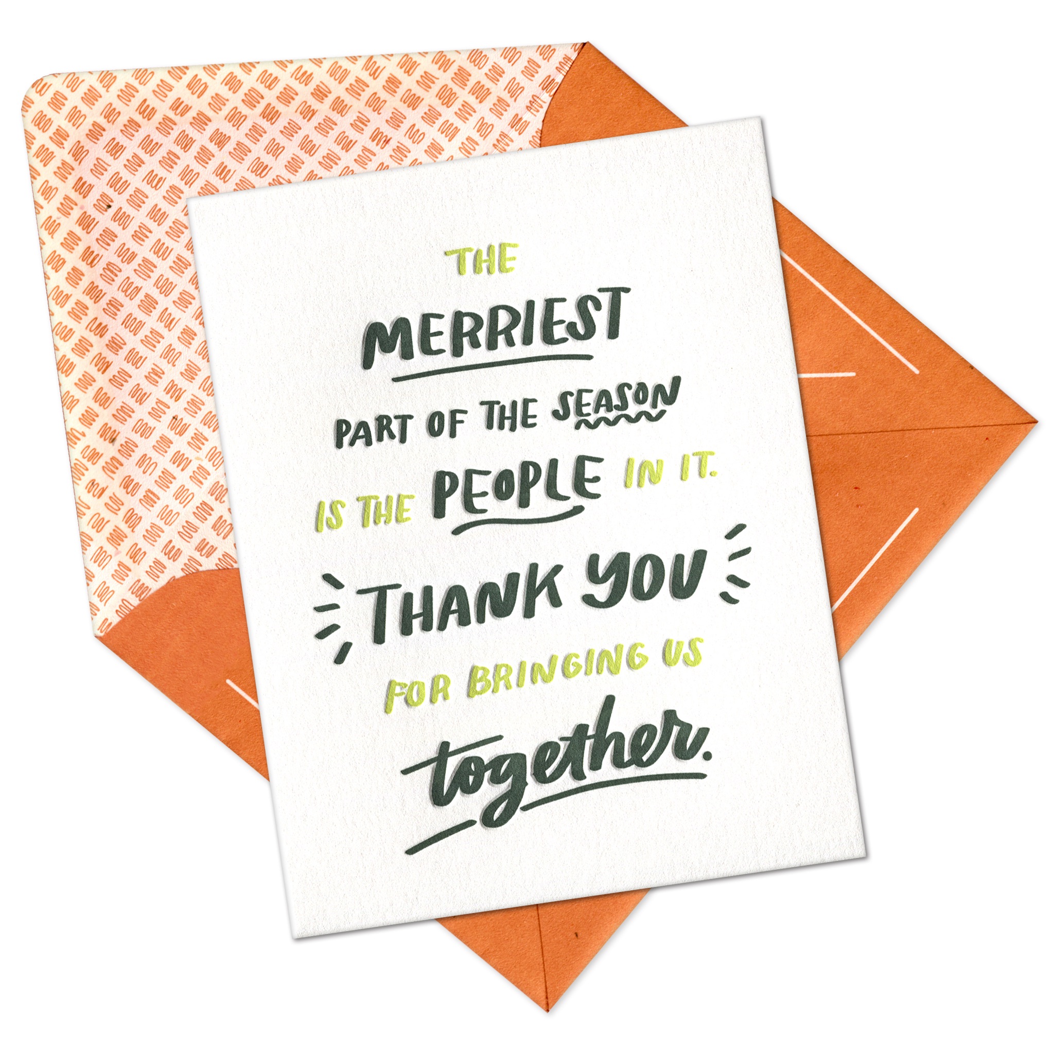 Holiday Party Thank You Letterpress Greeting Card with Envelope