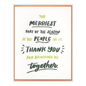 Holiday Party Thank You Letterpress Greeting Card with Envelope